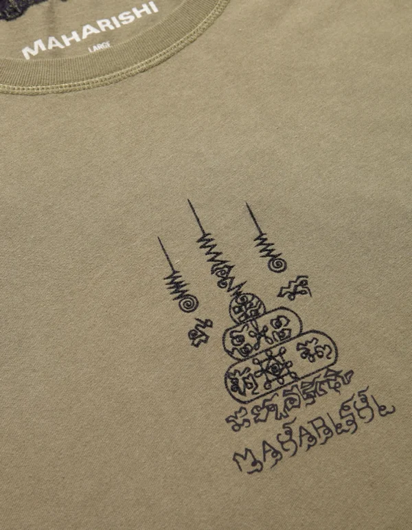 Maharishi Short Sleeve T-Shirts*4285 Sak Yant Embroidered Organic T-Shirt Olive Og-107F
