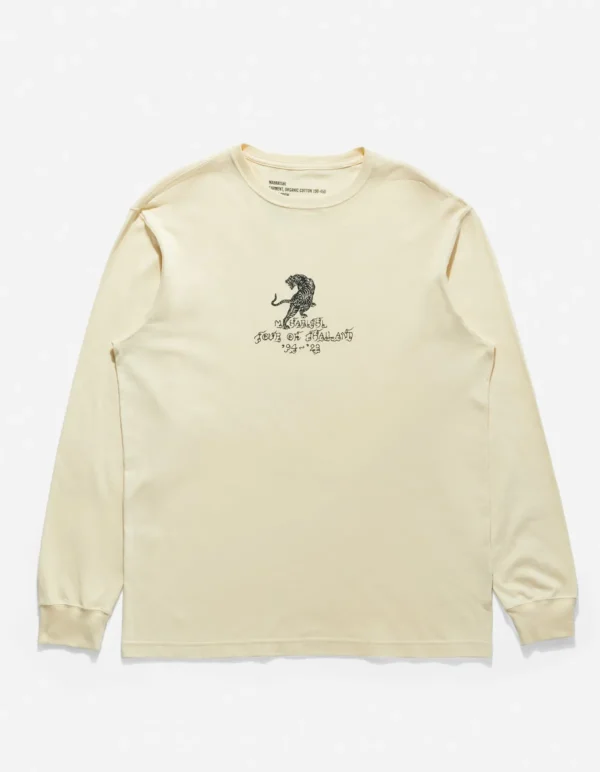 Maharishi Long Sleeve T-Shirts*4284 Sak Yant Tiger Embroidered L/S T-Shirt Ecru