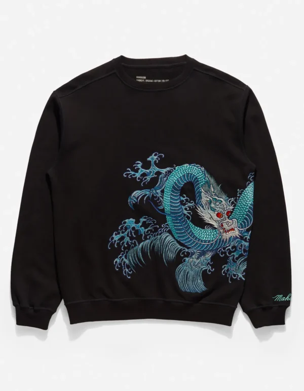Maharishi Crew Sweats*4242 Samurai Vs. Dragon Embroidered Crew Sweat Black