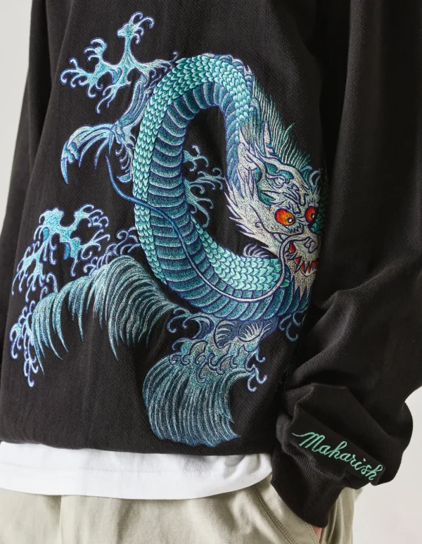 Maharishi Crew Sweats*4242 Samurai Vs. Dragon Embroidered Crew Sweat Black