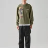 Maharishi Crew Sweats*4503 Shinobi Embroidered Crew Sweat Olive Og-107F