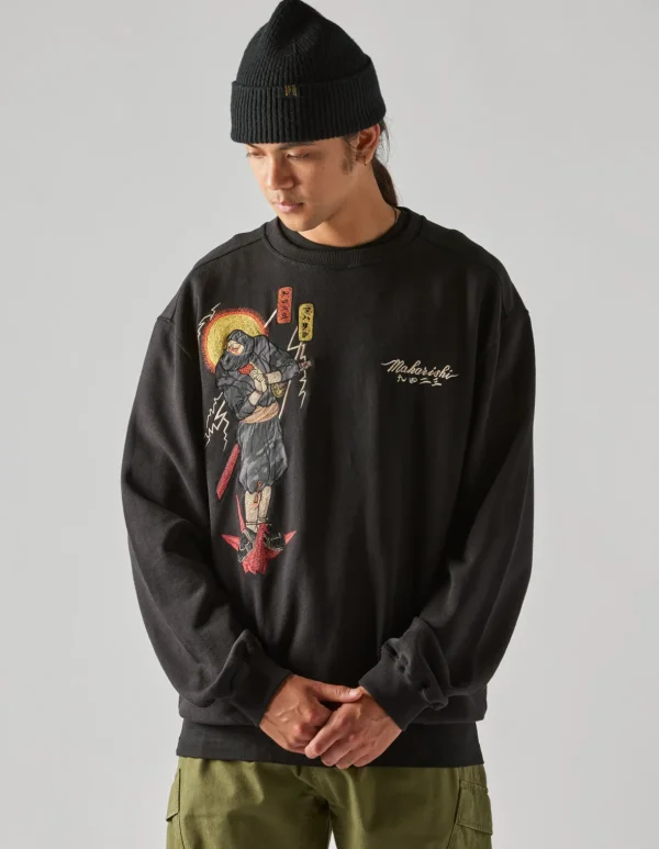 Maharishi Crew Sweats*4503 Shinobi Embroidered Crew Sweat Black