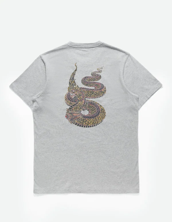 Maharishi Short Sleeve T-Shirts*1029 Temple Naga Organic T-Shirt Grey Marl