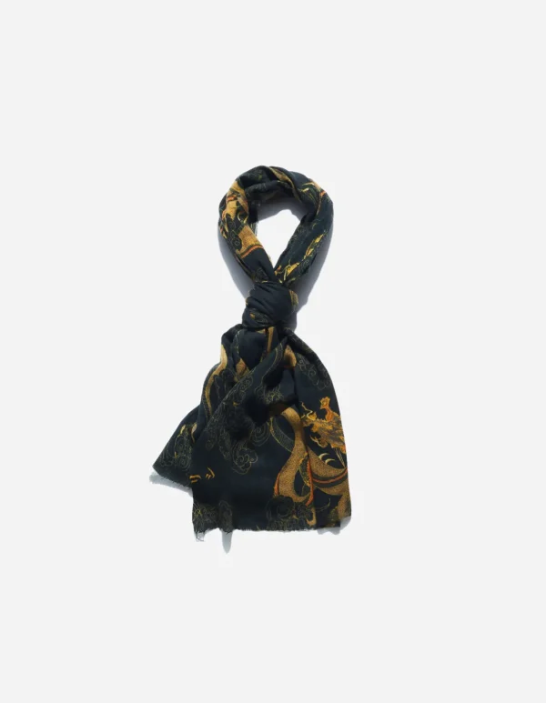 Maharishi Hats And Scarves*4233 Thai Cloud Dragon Pashmina Golden Black