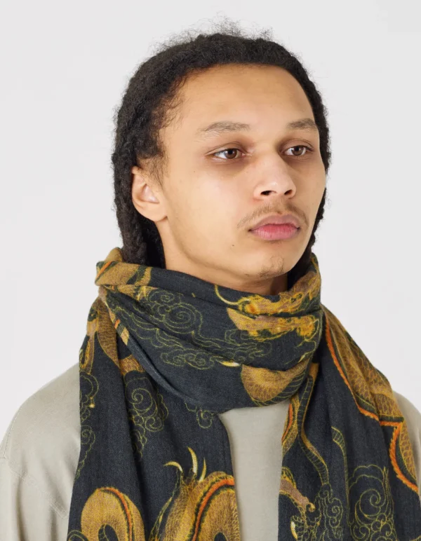 Maharishi Hats And Scarves*4233 Thai Cloud Dragon Pashmina Golden Black
