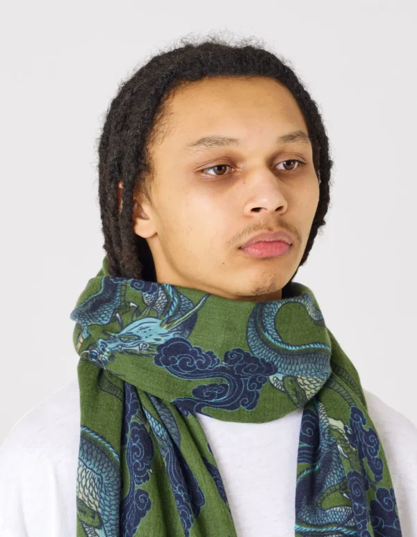 Maharishi Hats And Scarves*4233 Thai Cloud Dragon Pashmina Olive