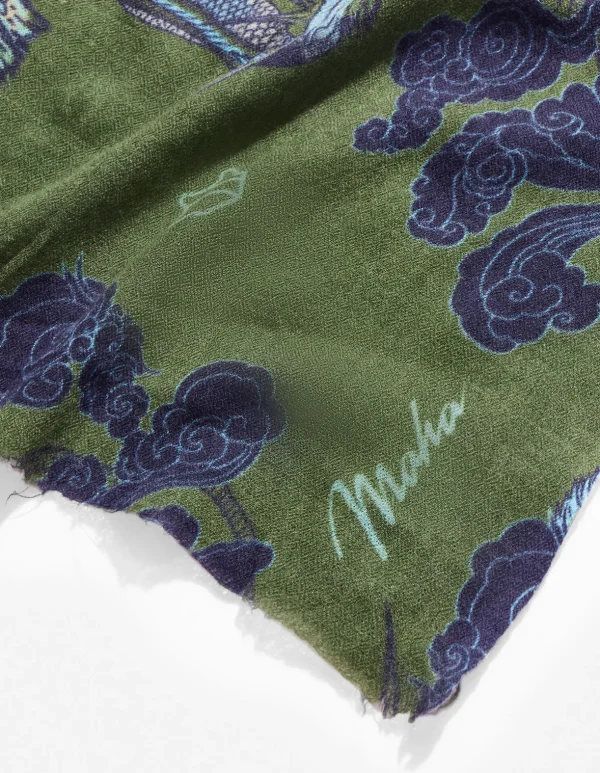 Maharishi Hats And Scarves*4233 Thai Cloud Dragon Pashmina Olive