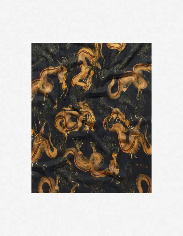 Maharishi Hats And Scarves*4233 Thai Cloud Dragon Pashmina Golden Black