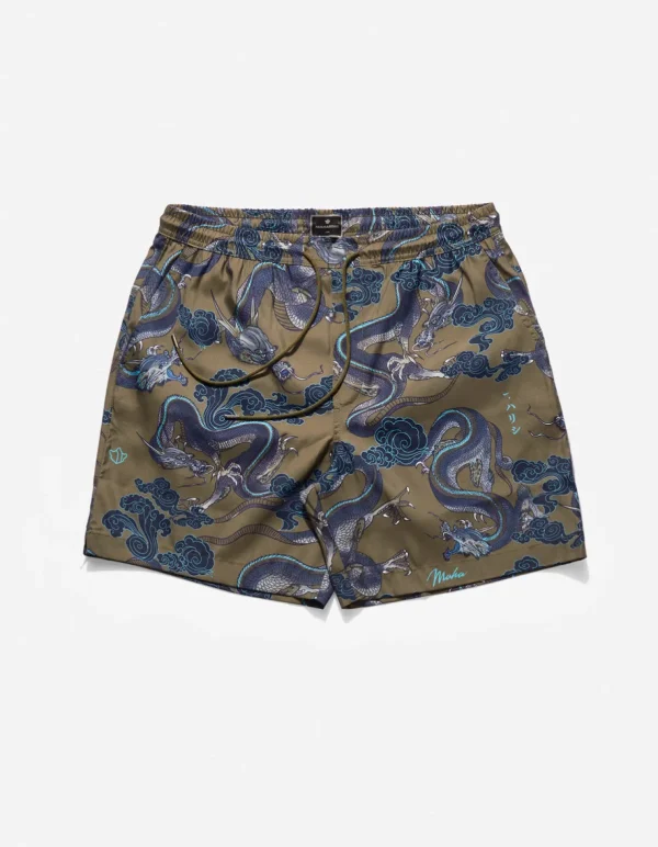 Maharishi Swim Shorts*1023 Thai Cloud Dragon Swim Shorts Olive