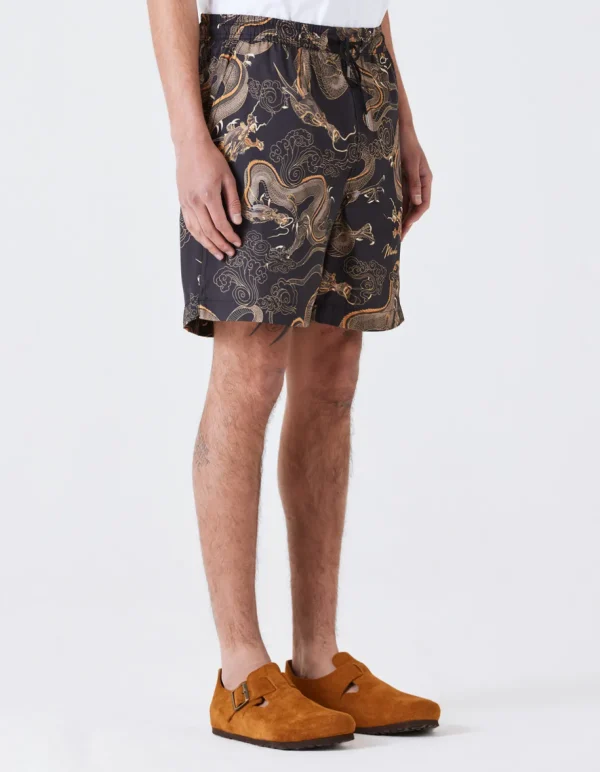 Maharishi Swim Shorts*1023 Thai Cloud Dragon Swim Shorts Golden Black