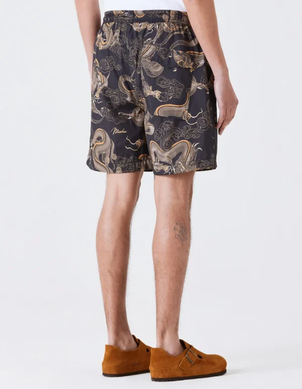 Maharishi Swim Shorts*1023 Thai Cloud Dragon Swim Shorts Golden Black