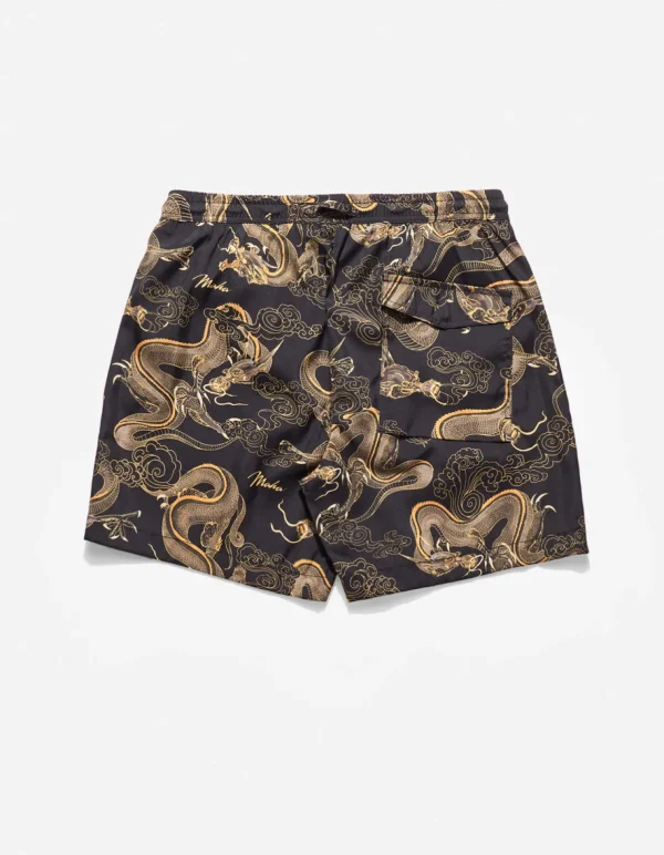 Maharishi Swim Shorts*1023 Thai Cloud Dragon Swim Shorts Golden Black