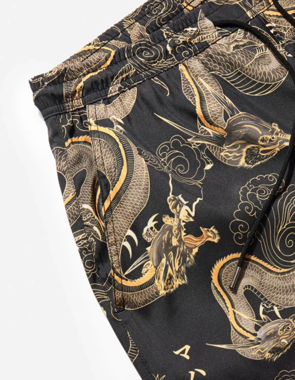 Maharishi Swim Shorts*1023 Thai Cloud Dragon Swim Shorts Golden Black