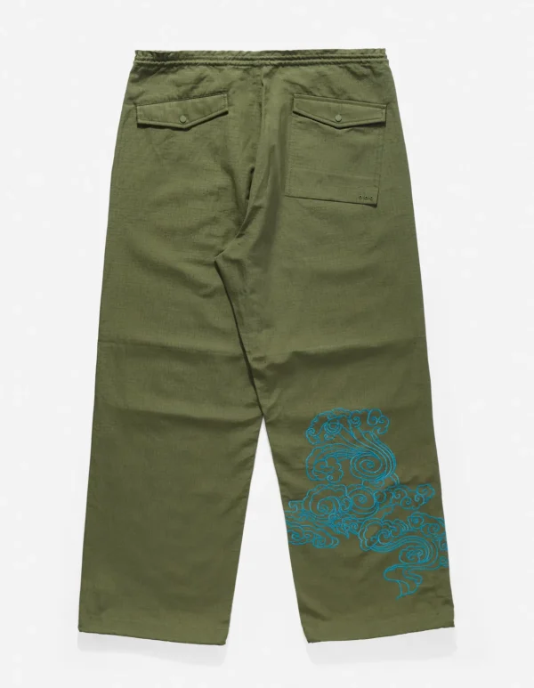 Maharishi Original Snopants*4219 Thai Cloud Embroidered Loose Snopants® Olive Og-107F