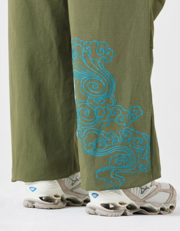 Maharishi Original Snopants*4219 Thai Cloud Embroidered Loose Snopants® Olive Og-107F