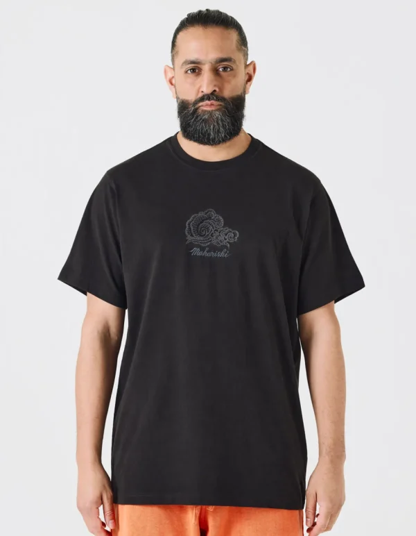 Maharishi Short Sleeve T-Shirts*4218 Thai Cloud Embroidered T-Shirt Black/Tonal