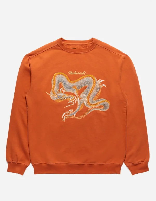 Maharishi Crew Sweats*4216 Thai Dragon Embroidered Crew Sweat Rust