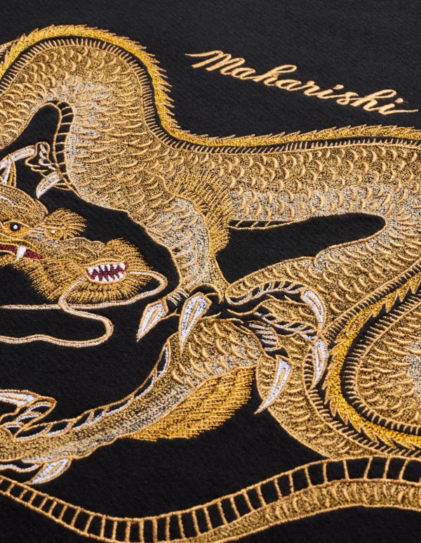 Maharishi Crew Sweats*4216 Thai Dragon Embroidered Crew Sweat Black