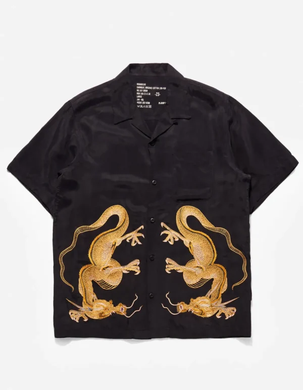 Maharishi Shirts*4303 Thai Dragon Summer Shirt Golden Black