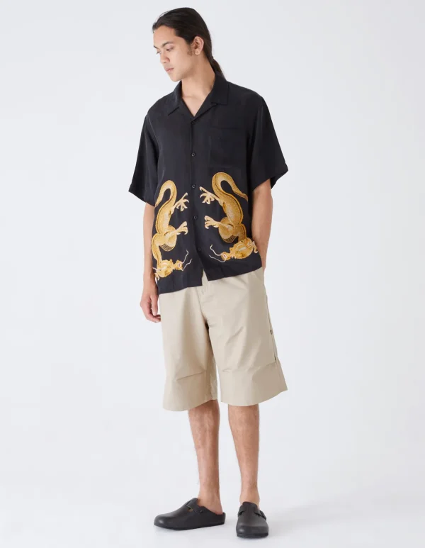 Maharishi Shirts*4303 Thai Dragon Summer Shirt Golden Black