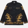 Maharishi Shirts*4213 Thai Dragon Utility Shirt Golden Black