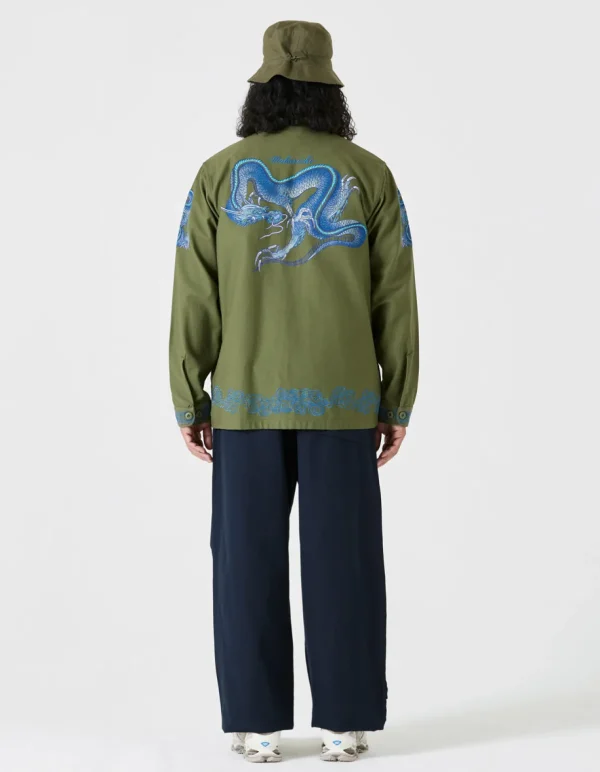 Maharishi Shirts*4213 Thai Dragon Utility Shirt Olive Og-107F