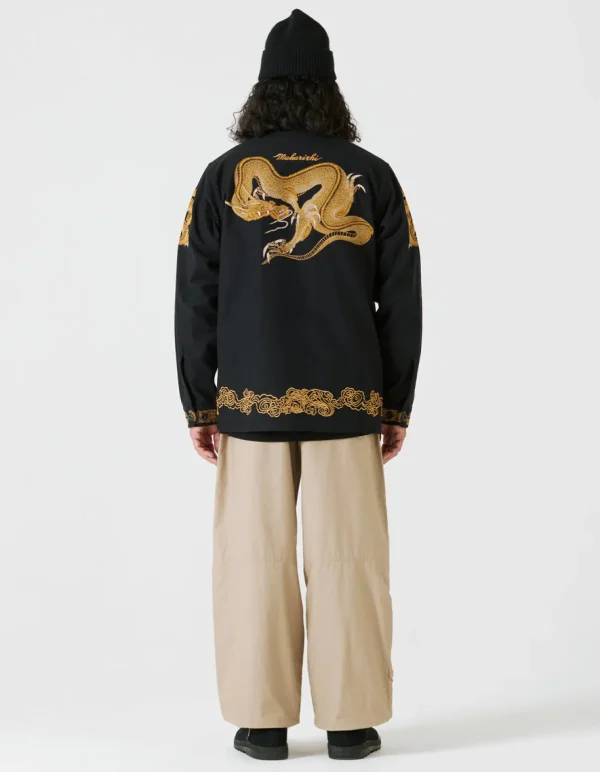Maharishi Shirts*4213 Thai Dragon Utility Shirt Golden Black