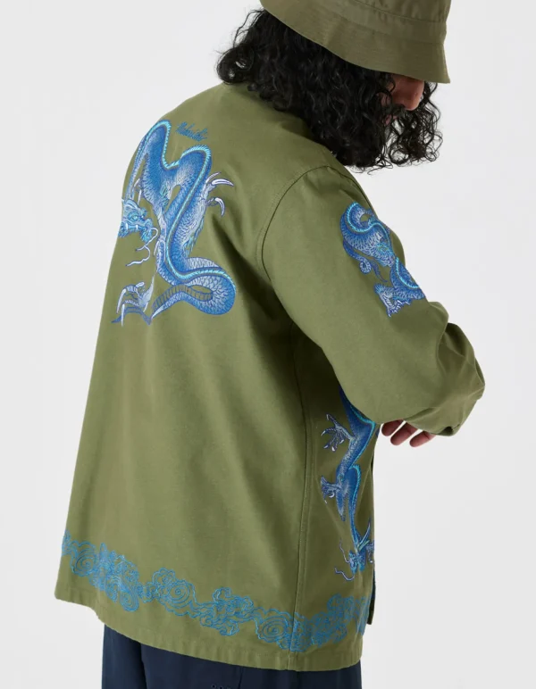 Maharishi Shirts*4213 Thai Dragon Utility Shirt Olive Og-107F