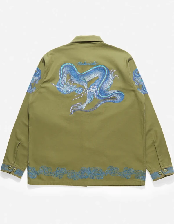 Maharishi Shirts*4213 Thai Dragon Utility Shirt Olive Og-107F