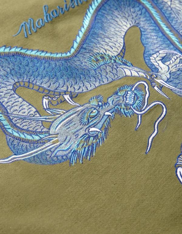 Maharishi Shirts*4213 Thai Dragon Utility Shirt Olive Og-107F