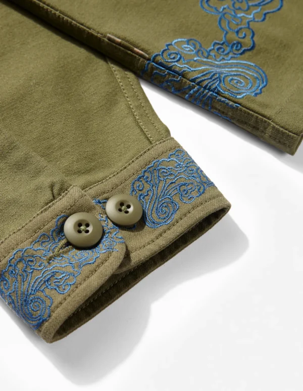 Maharishi Shirts*4213 Thai Dragon Utility Shirt Olive Og-107F