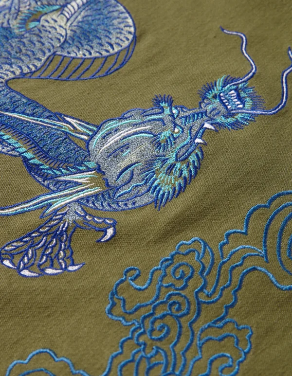 Maharishi Shirts*4213 Thai Dragon Utility Shirt Olive Og-107F