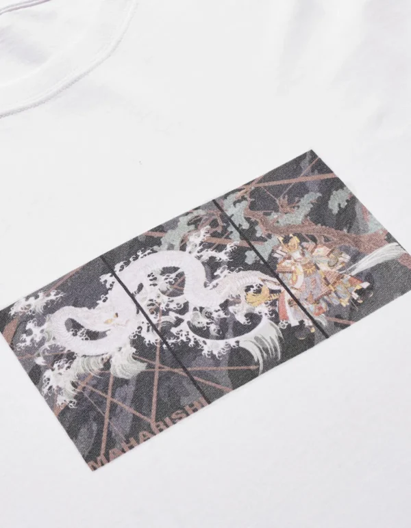 Maharishi Short Sleeve T-Shirts*1011 Triptych Water Dragon T-Shirt White