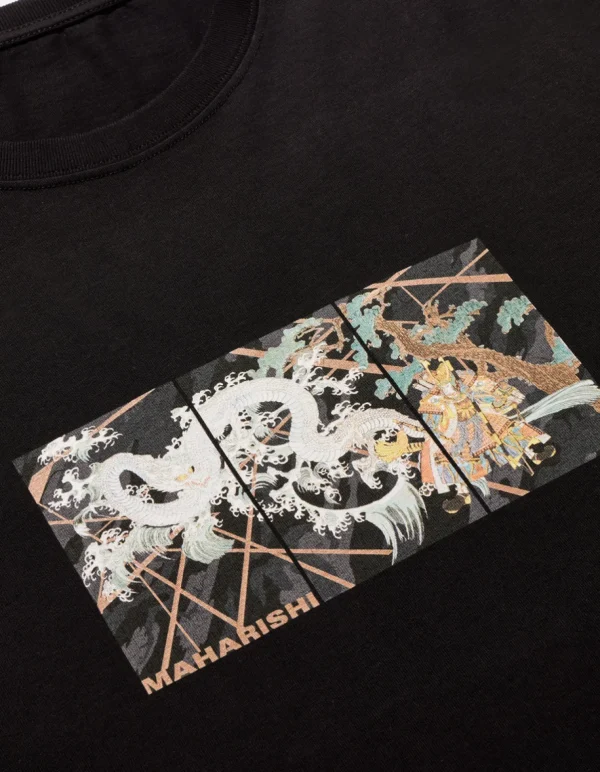Maharishi Short Sleeve T-Shirts*1011 Triptych Water Dragon T-Shirt Black