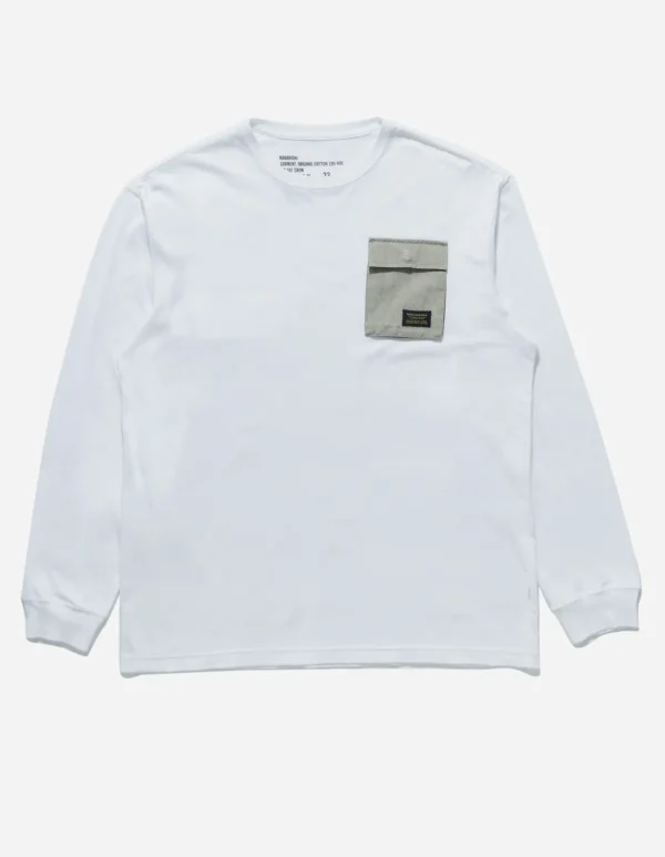 Maharishi Long Sleeve T-Shirts*4231 Utility Pocket L/S T-Shirt White
