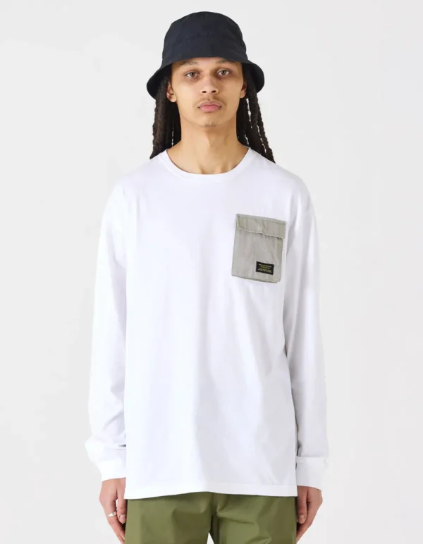 Maharishi Long Sleeve T-Shirts*4231 Utility Pocket L/S T-Shirt White
