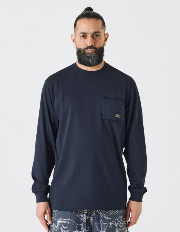 Maharishi Long Sleeve T-Shirts*4231 Utility Pocket L/S T-Shirt Navy