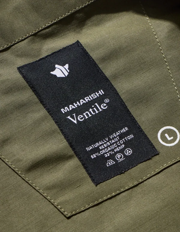 Maharishi Shirts*4202 Ventile® Wr Asym Tech Shirt Olive Og-107F