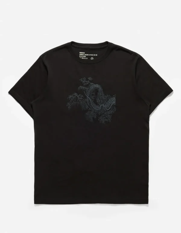 Maharishi Short Sleeve T-Shirts*4243 Water Dragon Embroidered T-Shirt Black/Tonal