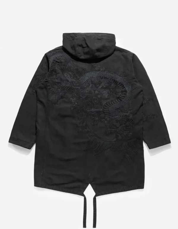 Maharishi Parkas*4240 Water Dragon Embroidered Kimono Parka Black Blk-108Ff