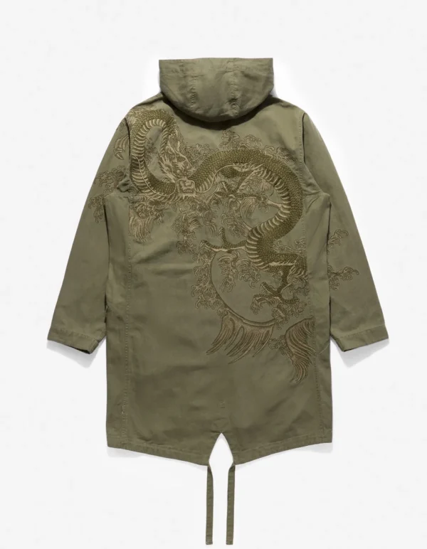 Maharishi Parkas*4240 Water Dragon Embroidered Kimono Parka Olive Og-107Ff