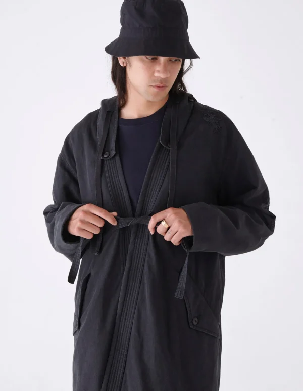 Maharishi Parkas*4240 Water Dragon Embroidered Kimono Parka Black Blk-108Ff