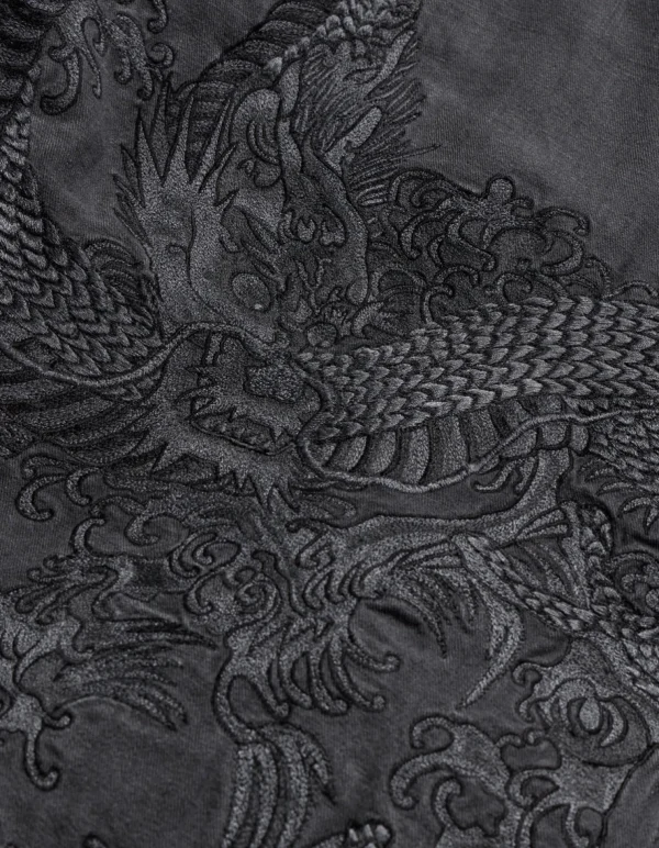 Maharishi Parkas*4240 Water Dragon Embroidered Kimono Parka Black Blk-108Ff