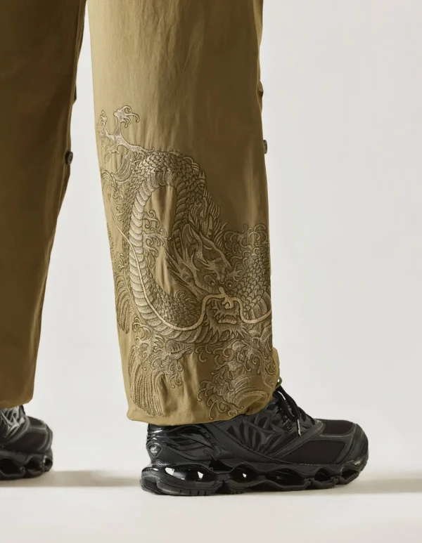 Maharishi Original Snopants*4244 Water Dragon Embroidered Loose Snopants® Olive/Tonal