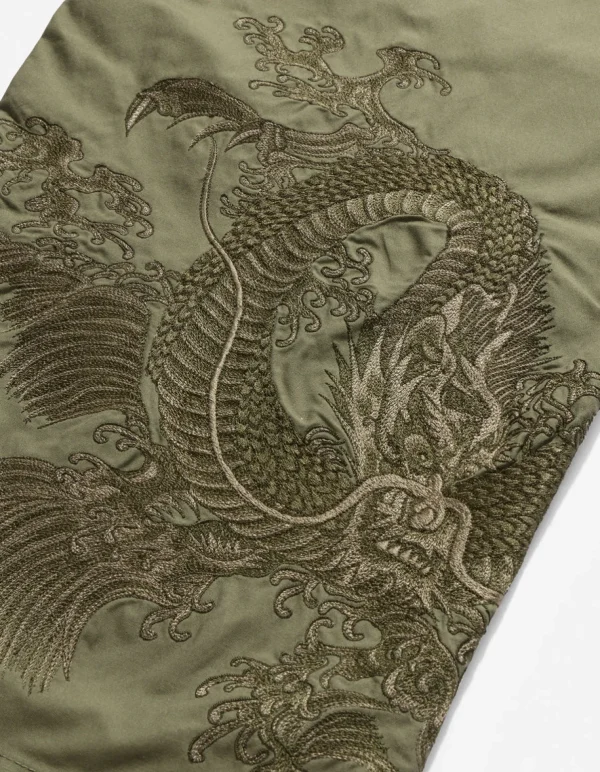 Maharishi Original Snopants*4244 Water Dragon Embroidered Loose Snopants® Olive/Tonal