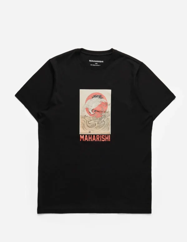 Maharishi Short Sleeve T-Shirts*1072 Water Peace Crane T-Shirt Black