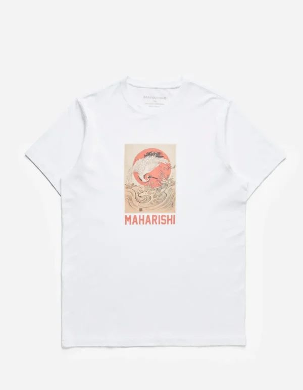 Maharishi Short Sleeve T-Shirts*1072 Water Peace Crane T-Shirt White