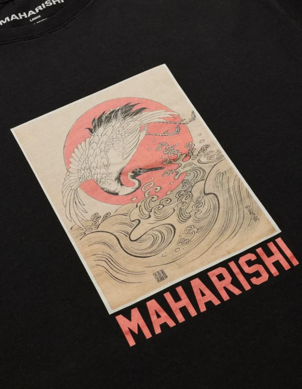 Maharishi Short Sleeve T-Shirts*1072 Water Peace Crane T-Shirt Black