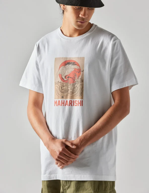 Maharishi Short Sleeve T-Shirts*1072 Water Peace Crane T-Shirt White