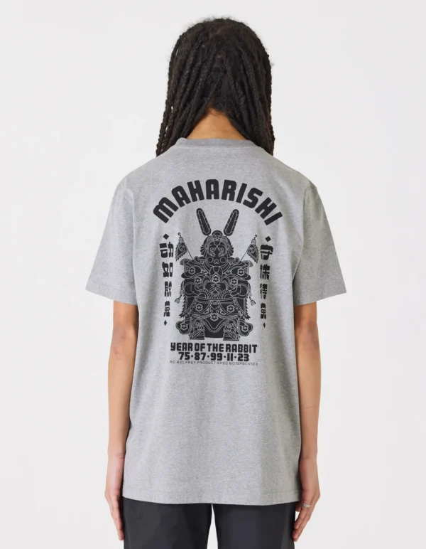 Maharishi Short Sleeve T-Shirts*1000 Water Rabbit T-Shirt Grey Marl